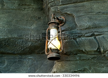 The Oil lamp in the old mine