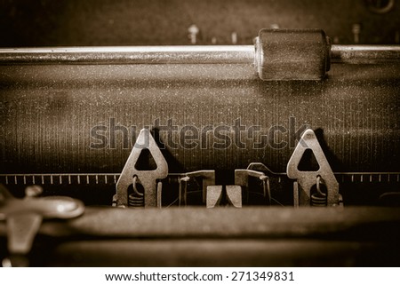 Retro vintage typewriter. Conceptual image of old fashioned office work, communication or writing.