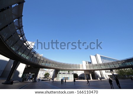 BRUSSELS, BELGIUM - SEPTEMBER 15 2013: The European Parliament in Brussels open its doors for starting the quarterly Union meeting