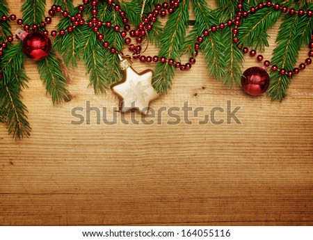 wooden background with Christmas border