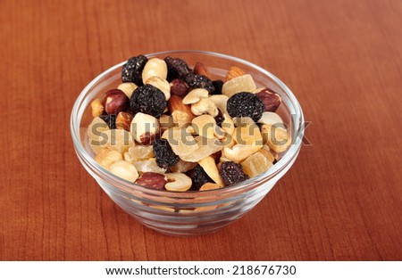 Healthy and tasty snack. Nuts and dried fruits