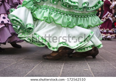 skirts of Spanish Flamenco dancers
