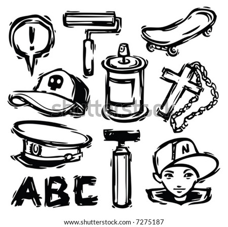 stock vector set of hiphop elements
