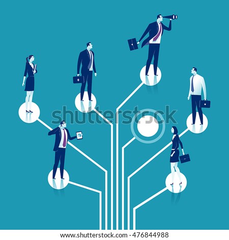 Recruitment. Group of business persons standing on logic tree. Business concept illustration.