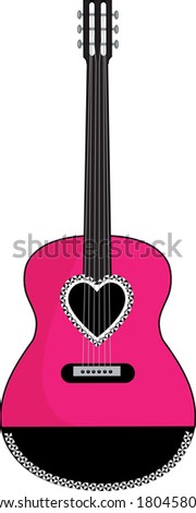 Clip art image of a pink guitar