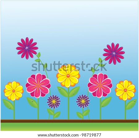 Clip art illustration of cute flowers growing in the spring.
