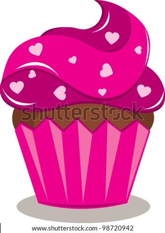 Free Stock Images on Clip Art Illustration Of A Brightly Colored Bakery Cupcake With Heart