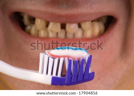 Dental care concept: brush your teeth