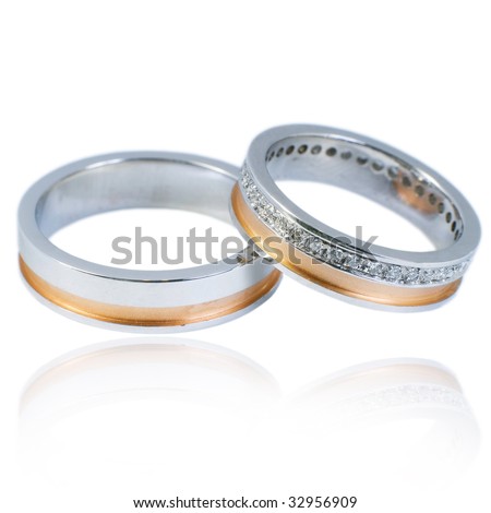 Wedding Bands on Stock Photo His And Hers Golden Wedding Bands With Diamonds On A