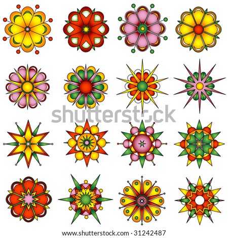 stock vector Variety of flower designs vector illustration