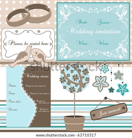 Stock vector of'wedding vector card with two hearts scrapbooking element'