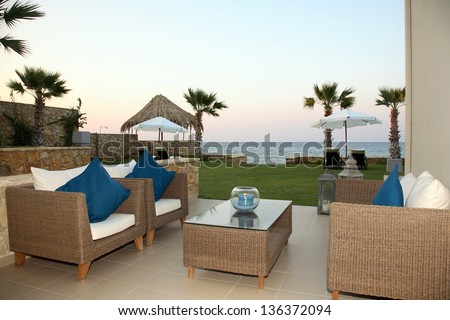 luxury apartment with garden and beautiful sea view