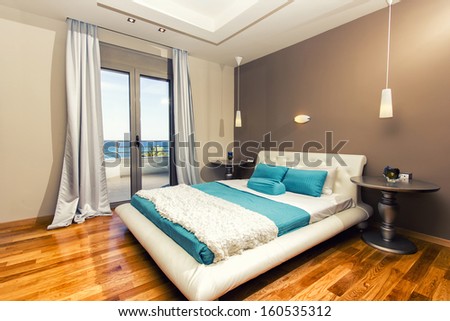 bedroom interior of a luxury villa by the sea