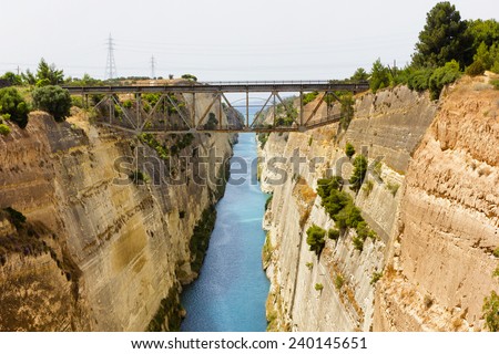 corinthos canal sea passage connects two sea sides of Greece