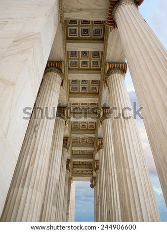 ancient greek pillars and columns in Athens Greece