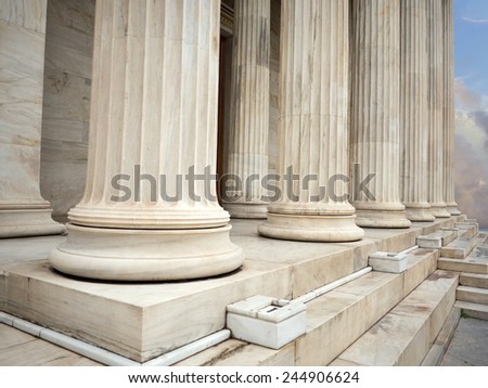 ancient greek pillars and columns in Athens Greece