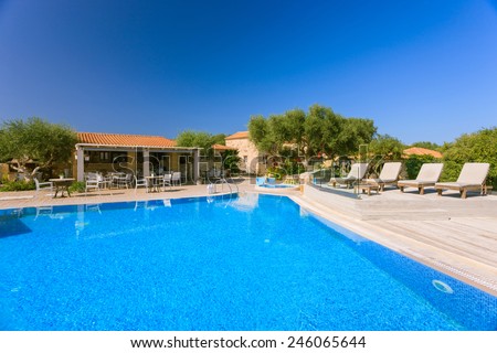 big luxury pool in a summer resort in Greece