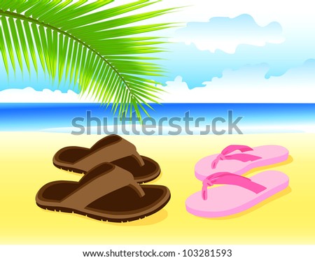 Holidays by the sea. Vacation on the beach. Holiday romance. Raster version of vector images.