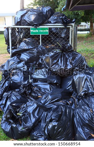 Many black waste bag