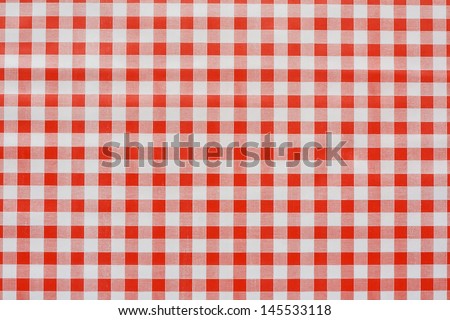 Red gingham tablecloth often found in diners and cafes a popular traditional covering for tables where food is consumed
