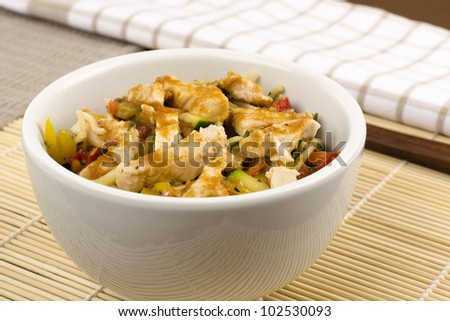 Chicken Teriyaki Noodles - Chicken noodle salad with teriyaki sauce.