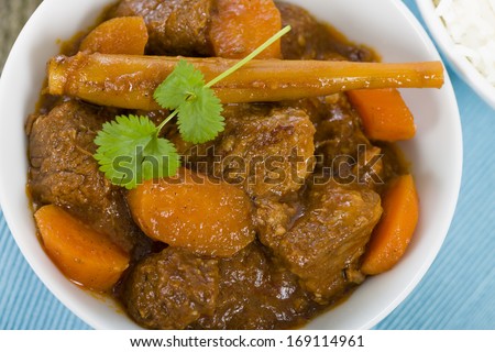 Bo Kho - Vietnamese beef stew cooked with lemongrass, star anise, bay leaf and cassia bark served with rice.