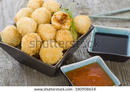 Katsu Chicken Balls - Japanese style breaded and deep fried rice balls filled with chicken curry.