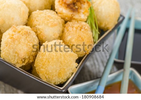 Katsu Chicken Balls - Japanese style breaded and deep fried rice balls filled with chicken curry.