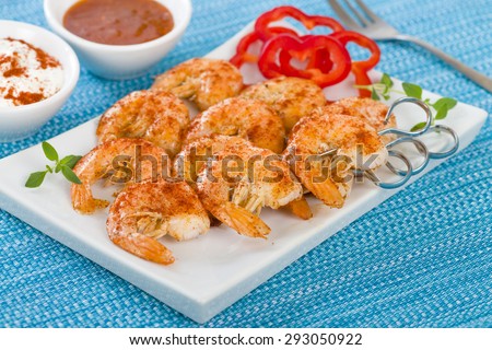 Paprika Prawn Satay - BBQ prawns on a skewer dusted with smoked paprika.