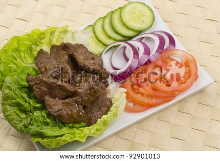Cambodian (Loc Lac) / Vietnamese (Bo Luc Lac) stir-fried beef salad - Shaking Beef