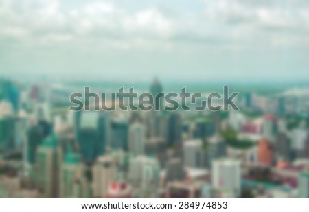 Blur view of  Bangkok city skyline for background