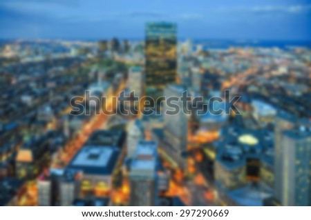 blur view of Boston city skyline for background