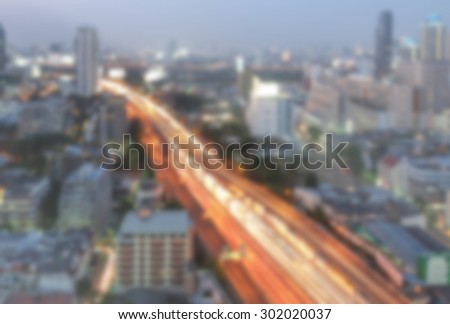 blurred Bangkok city skyline for background