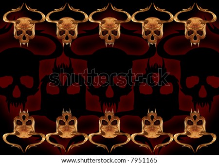 Decorative Frame with Golden Skulls