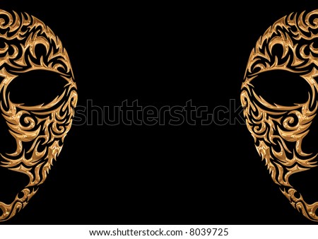 Golden Half Masks on Black