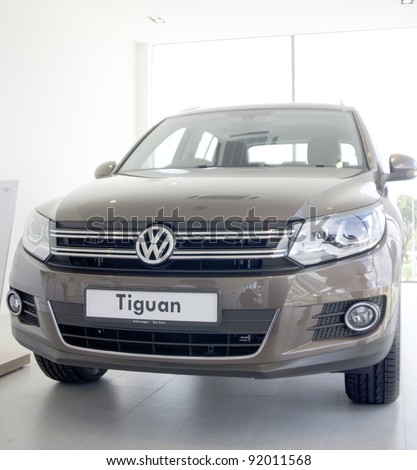 KUANTAN, MALAYSIA - JAN 4: The Volkswagen Tiguan at the Volkswagen car event new opening showroom on January 4, 2012 in Kuantan, Malaysia. Opening celebration on 7th and 8th January 2012.