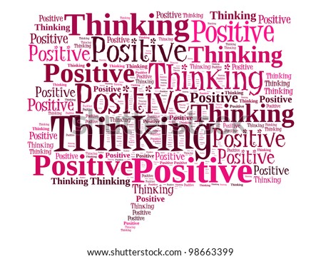 Positive thinking info-text graphics and arrangement word clouds in illustration concept