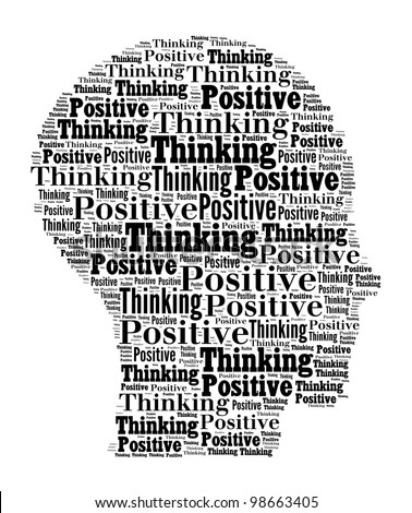 Positive thinking info-text graphics and arrangement word clouds in illustration concept