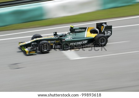 SEPANG, MALAYSIA-MAR 23: GP 2 series driver Giedo Van Der Garde of Caterham Racing team races during the first practice session on March 23, 2012 at Sepang International Circuit in Sepang, Malaysia.