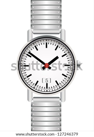 Silver wrist watch isolated on white background