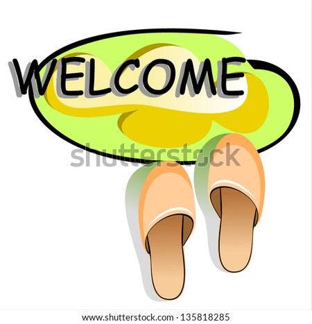 Welcome mat and slippers