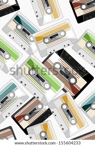 Colorful 80s analogue audio tape background pattern