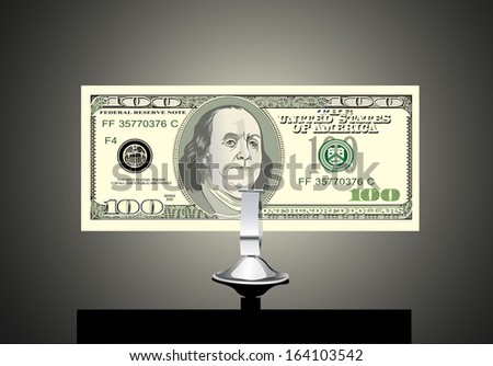 Small office desk stand with 100 american dollar banknote