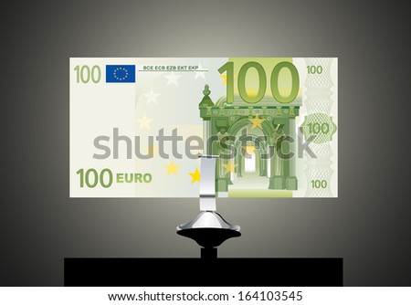 Small office desk stand with 100 euro banknote