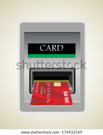 Inserting credit card into bank machine to withdraw money.