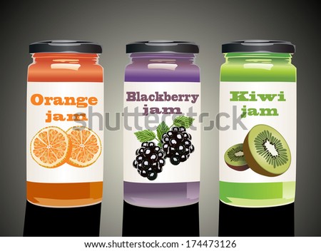 Set of jars with berry jam