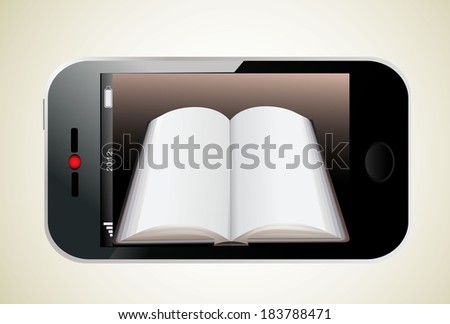 Book in Smartphone. Illustration of a realistically ebook on an smartphone