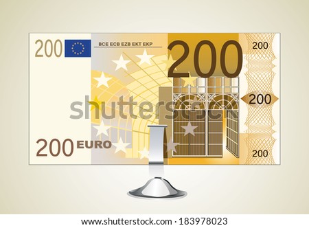 Small office desk stand with 200 euro banknote