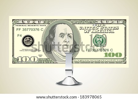 Small office desk stand with 100 american dollar banknote