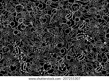 abstract seamless pattern: swirls, leaves, waves.